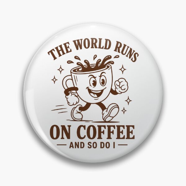 Item preview, The World Runs On Coffee Retro Mascot designed and sold by ElcastDesigns.