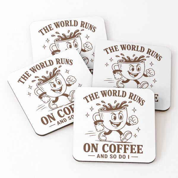 Item preview, The World Runs On Coffee Retro Mascot designed and sold by ElcastDesigns.