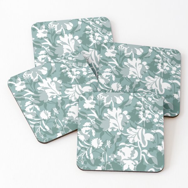 Item preview, Veiled flora -  muted aqua designed and sold by Fabricatemyart.