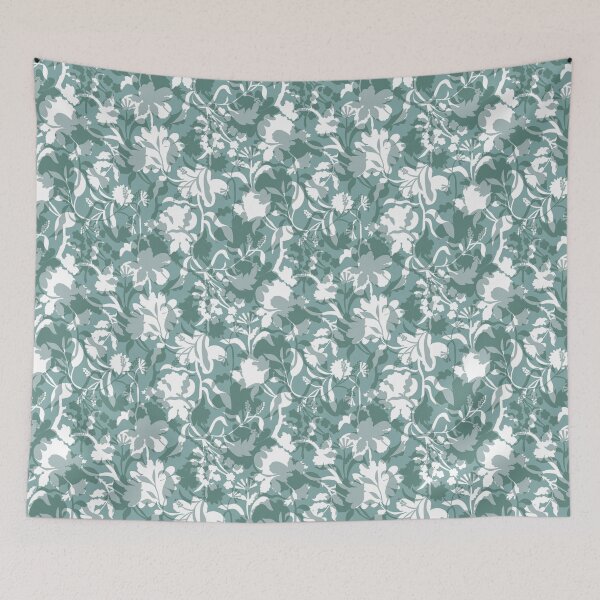 Item preview, Veiled flora -  muted aqua designed and sold by Fabricatemyart.