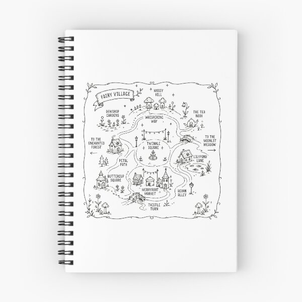 Item preview, Enchanted Fairy Village Map - Whimsical Cottagecore Fantasy Illustration designed and sold by witchlingart.