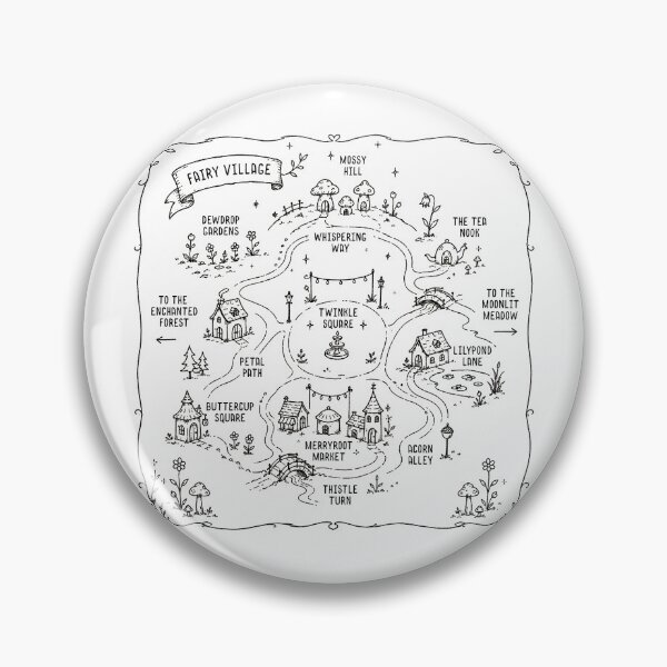 Item preview, Enchanted Fairy Village Map - Whimsical Cottagecore Fantasy Illustration designed and sold by witchlingart.