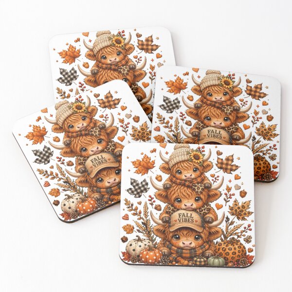 Item preview, Fall Vibes - Cute Baby Highland Cows Stacked Autumn Design designed and sold by larbimalki.