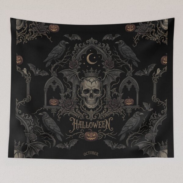 Item preview, Halloween Gothic Skull Raven Seamless Pattern October Design designed and sold by DarkOriginArts.