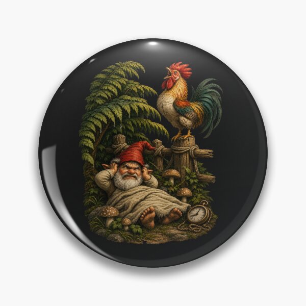 Item preview, Too Early for Crowing – Funny Forest Gnome Illustration designed and sold by Alpine-Ink.
