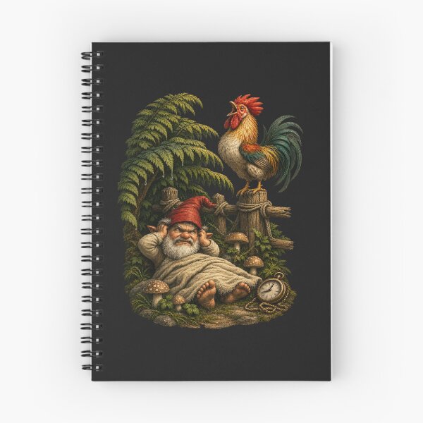 Item preview, Too Early for Crowing – Funny Forest Gnome Illustration designed and sold by Alpine-Ink.