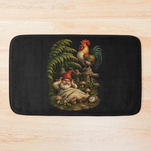 Item preview, Too Early for Crowing – Funny Forest Gnome Illustration designed and sold by Alpine-Ink.