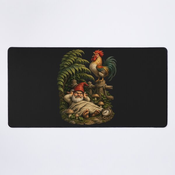 Item preview, Too Early for Crowing – Funny Forest Gnome Illustration designed and sold by Alpine-Ink.