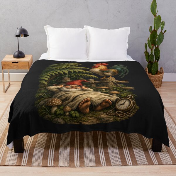 Item preview, Too Early for Crowing – Funny Forest Gnome Illustration designed and sold by Alpine-Ink.