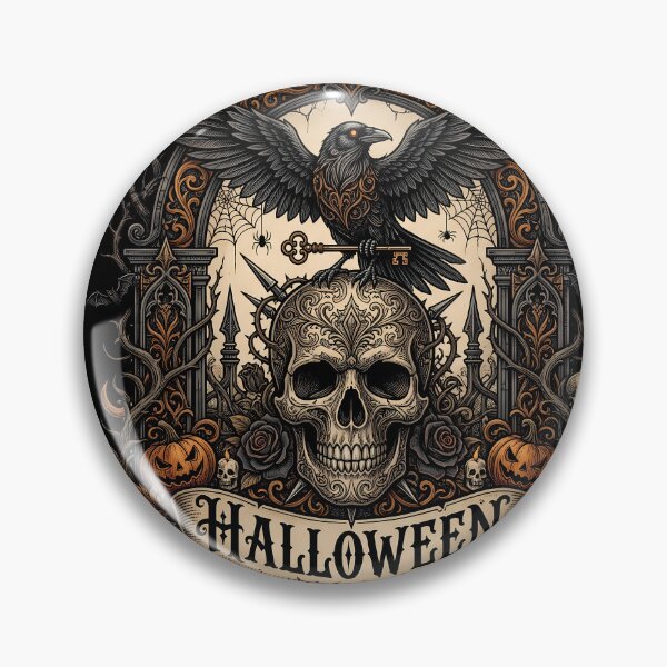 Item preview, Raven Skull Memento Mori Halloween Gothic Ornate Poster designed and sold by DarkOriginArts.