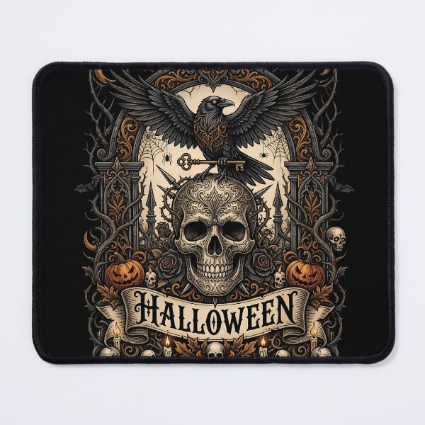 Item preview, Raven Skull Memento Mori Halloween Gothic Ornate Poster designed and sold by DarkOriginArts.