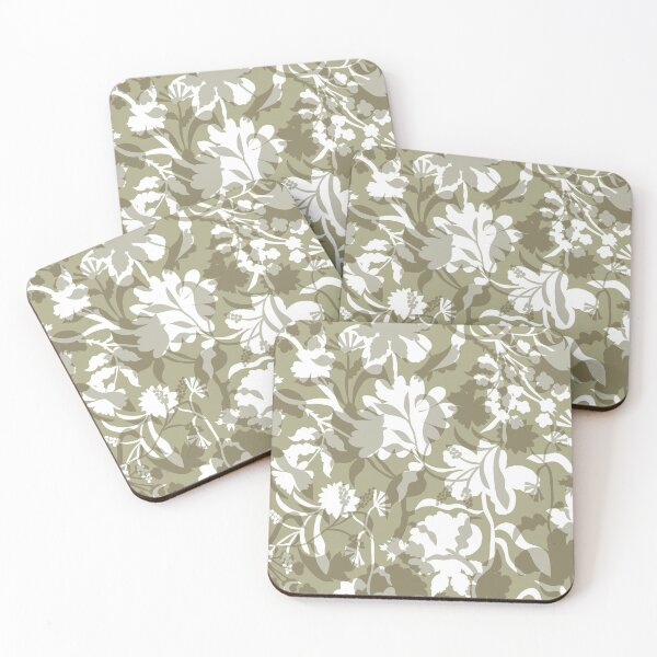 Item preview, Veiled flora - olive beige designed and sold by Fabricatemyart.