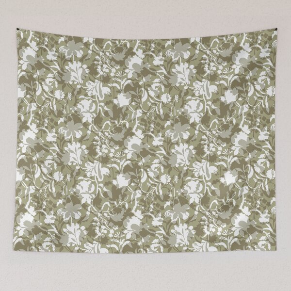Item preview, Veiled flora - olive beige designed and sold by Fabricatemyart.