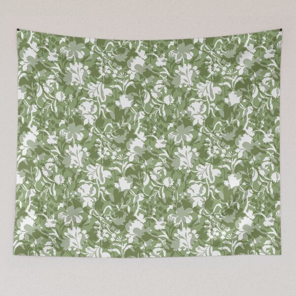 Item preview, Veiled flora - moss green designed and sold by Fabricatemyart.