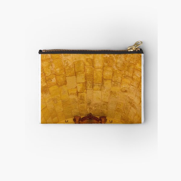 Item preview, Stone Vaulted Chapel Interior With Wooden Altar And Crucifix Painting Under Warm Light designed and sold by Nmallia.