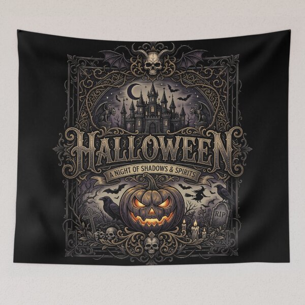 Item preview, Halloween Gothic Castle Night of Shadows Spirits Poster designed and sold by DarkOriginArts.