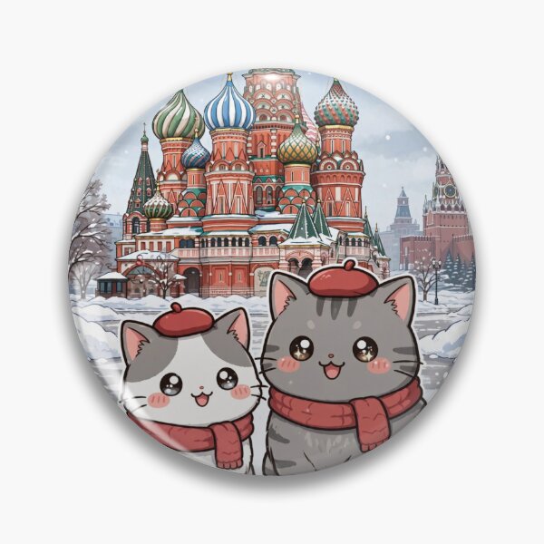 Item preview, Kawaii Cats Red Square Moscow - Freda and Junior Russia Travel designed and sold by MAISON SYLVIE.