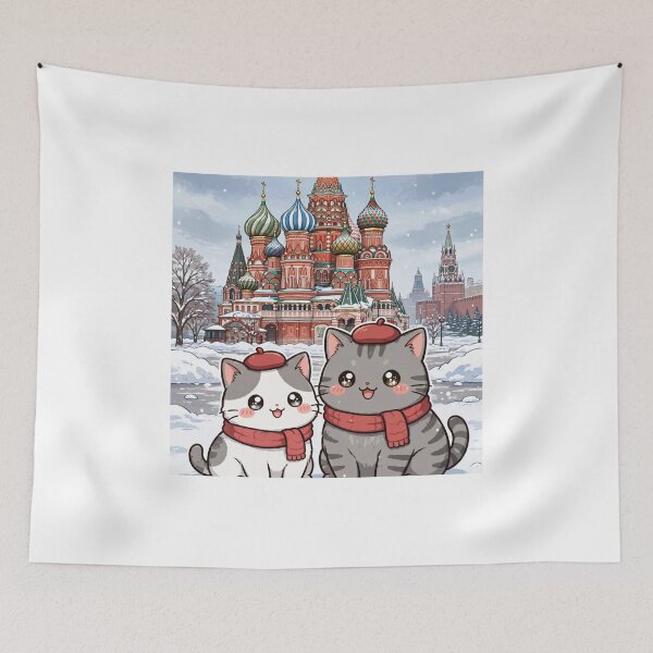 Item preview, Kawaii Cats Red Square Moscow - Freda and Junior Russia Travel designed and sold by MAISON SYLVIE.