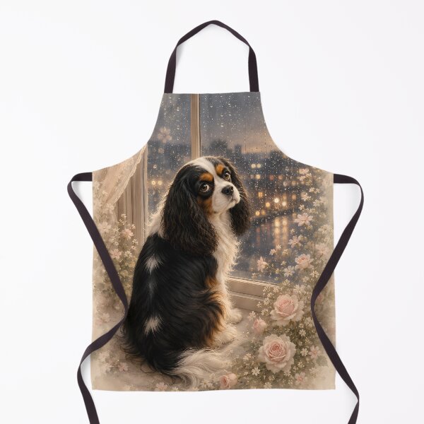 Item preview, Cavalier King Charles Spaniel by the Window with Roses designed and sold by ManJiangHong.