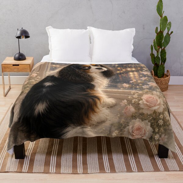 Item preview, Cavalier King Charles Spaniel by the Window with Roses designed and sold by ManJiangHong.
