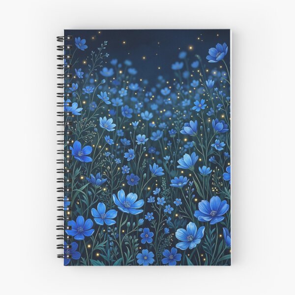 Item preview, Night Blue Wildflowers Glowing Fireflies Floral Nature Graphic designed and sold by PACS0011.