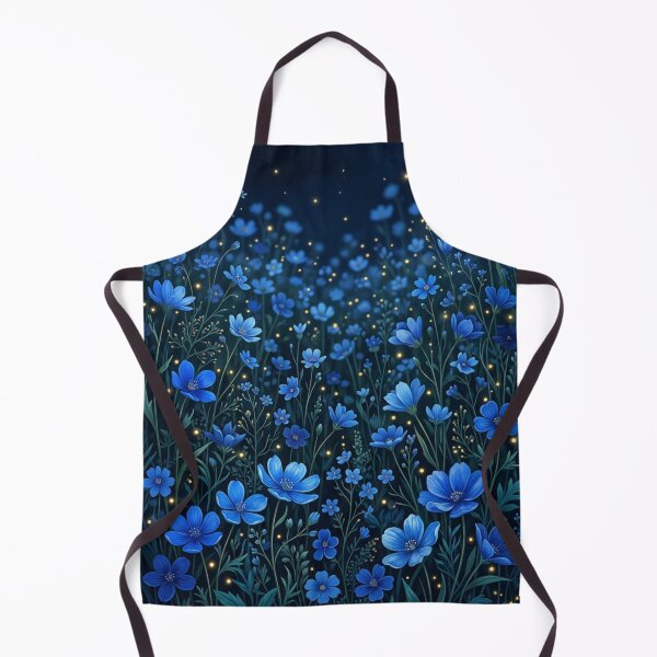 Item preview, Night Blue Wildflowers Glowing Fireflies Floral Nature Graphic designed and sold by PACS0011.