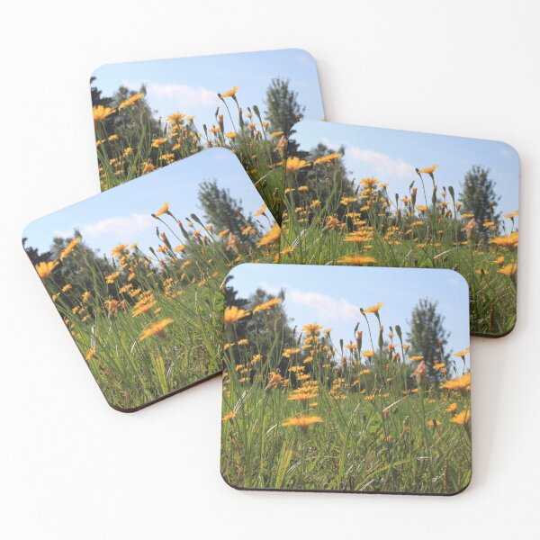 Item preview, Yellow wildflowers meadow in  blue sky designed and sold by naturematters.