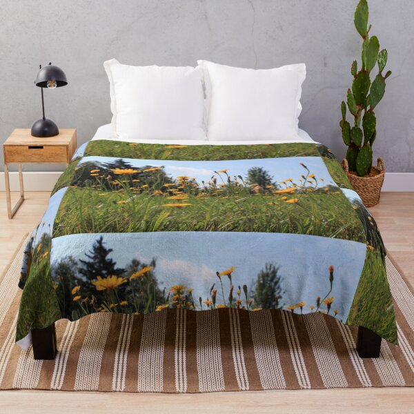 Item preview, Yellow wildflowers meadow in blue sky designed and sold by naturematters.