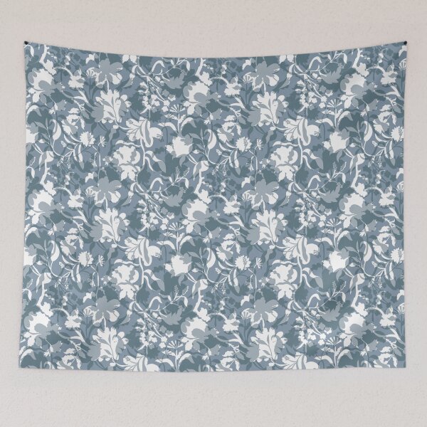 Item preview, Veiled flora - Slate Blue Grey designed and sold by Fabricatemyart.