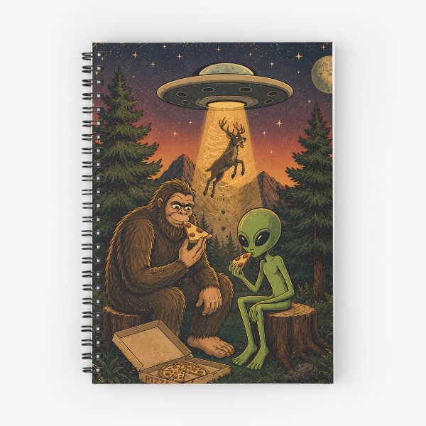 Item preview, Bigfoot & Alien Pizza Retro Vintage designed and sold by RetroOddity.