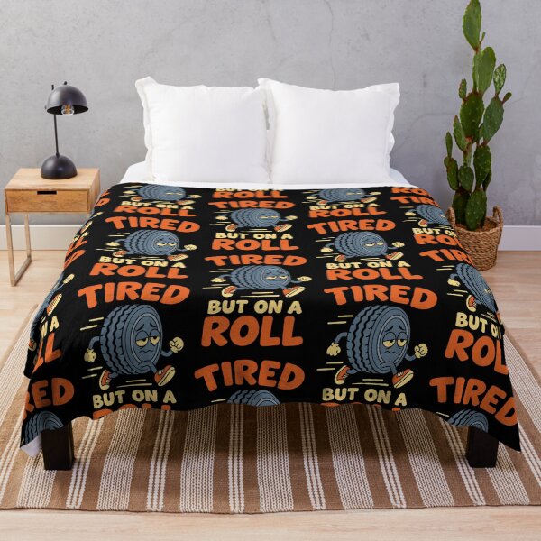 Item preview, Tired But On A Roll - Funny Exhausted Tire Pun designed and sold by TeeTimeTreasure.