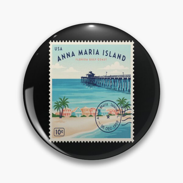 Item preview, Anna Maria Island Florida Pier Beach Village Stamp Sticker designed and sold by stickercuffs.