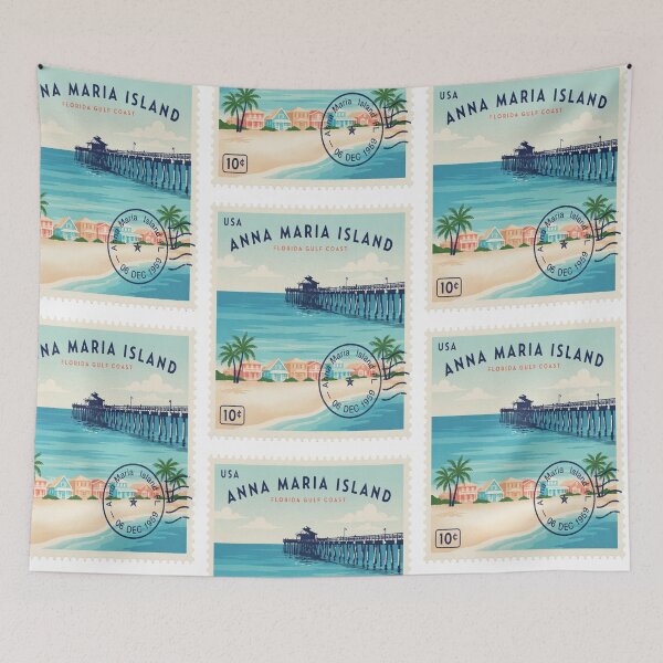 Item preview, Anna Maria Island Florida Pier Beach Village Stamp Sticker designed and sold by stickercuffs.