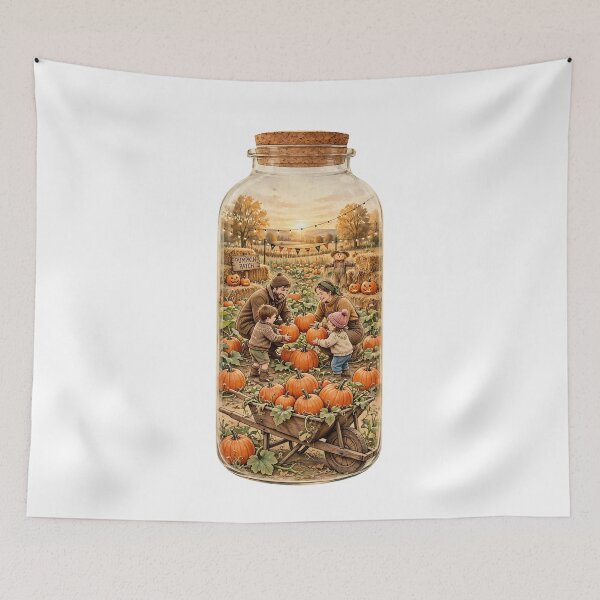 Item preview, Cozy Family Pumpkin Patch in a Jar - Autumn Fall Harvest Watercolor designed and sold by Neurospicy Trolls.