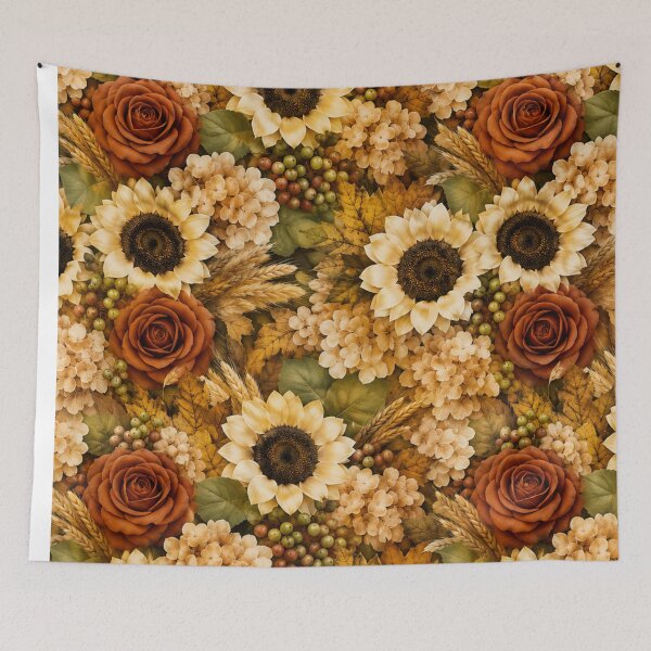Item preview, Autumn Floral and Sunflower Pattern Mixed Media Art designed and sold by THE SPLATTERED HAUS BY SAGE BANKS.
