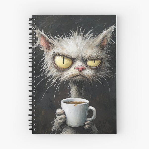 Item preview, Grumpy Witch Cat with Coffee – Gothic Black Cat Fantasy Art designed and sold by WhimsyWink.