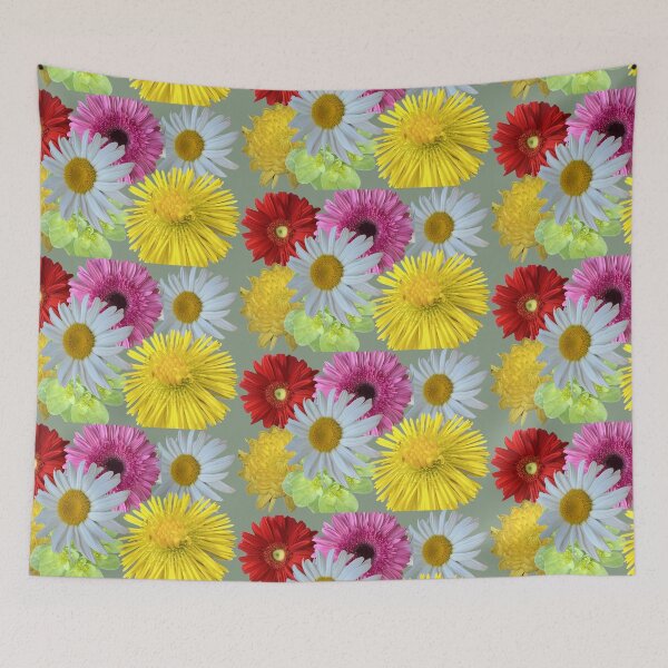 Item preview, Vibrant Mixed Gerbera Daisy and Chrysanthemum Floral Pattern designed and sold by BalkanBloom.