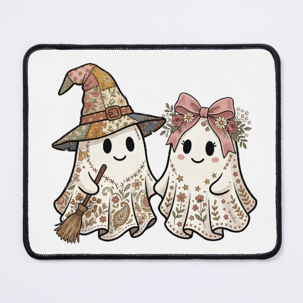 Item preview, Cute Cottagecore Floral Ghosts with Witch Hat and Bow designed and sold by abdelski.