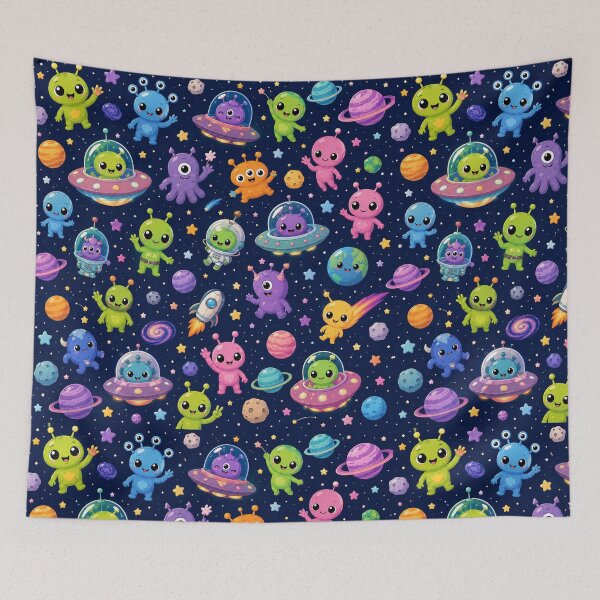 Item preview, Cheerful Cartoon Alien Space designed and sold by Side Quest Co..