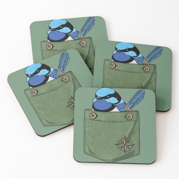 Item preview, Australian Superb Blue Fairy Wren Pocket Animal Bird Gift Men Woman Kids ​ designed and sold by Amelia ART G.