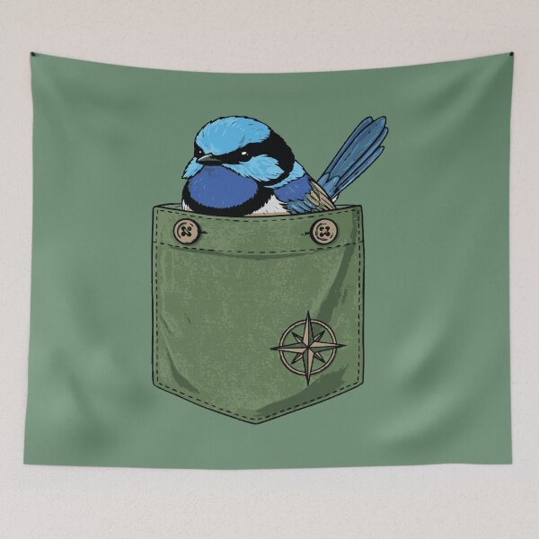 Item preview, Australian Superb Blue Fairy Wren Pocket Animal Bird Gift Men Woman Kids ​ designed and sold by Amelia ART G.