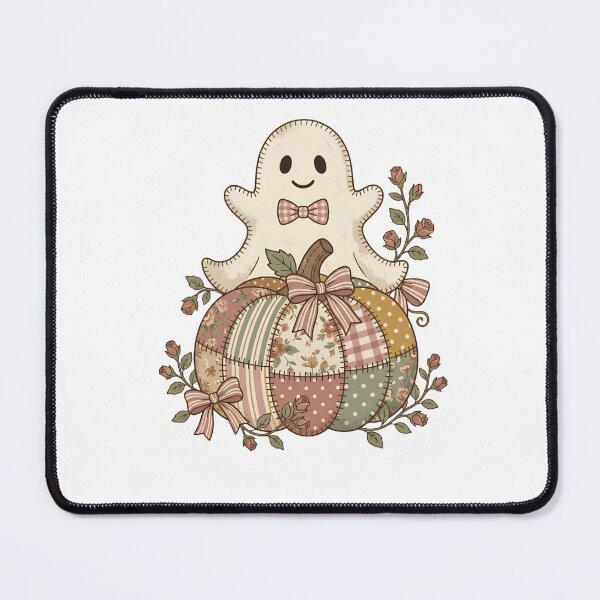 Item preview, Coquette Ghost on Patchwork Floral Pumpkin with Bows designed and sold by abdelski.