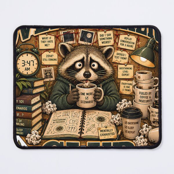Item preview, Professional Overthinkers Club Raccoon Café designed and sold by NiceSeller91.