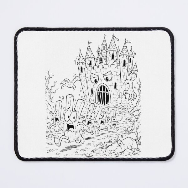 Item preview, Haunted Castle Chasing French Fries – Funny Spooky Halloween Food Art designed and sold by ComedyInkFactor.