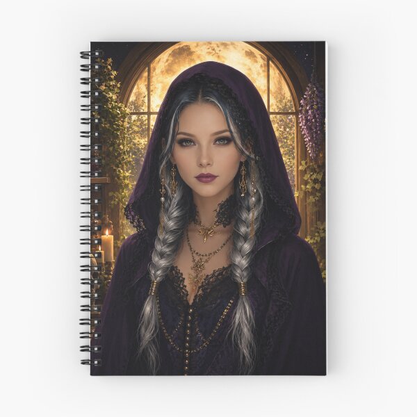 Item preview, Gothic Moon Witch – Silver-Haired Enchantress in a Mystical Apothecary designed and sold by WhimsyWink.