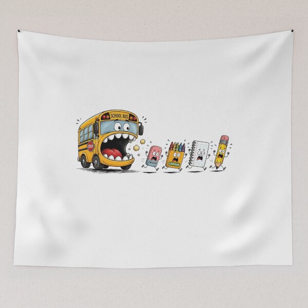Item preview, Funny Back To School Bus Chasing School Supplies designed and sold by Merchrise.