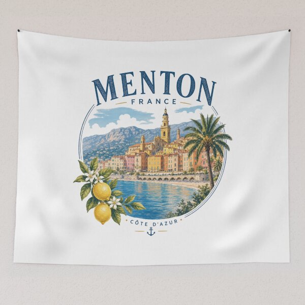 Item preview, Menton France – Côte d'Azur Vintage Travel Graphic designed and sold by CraigDesignWork.