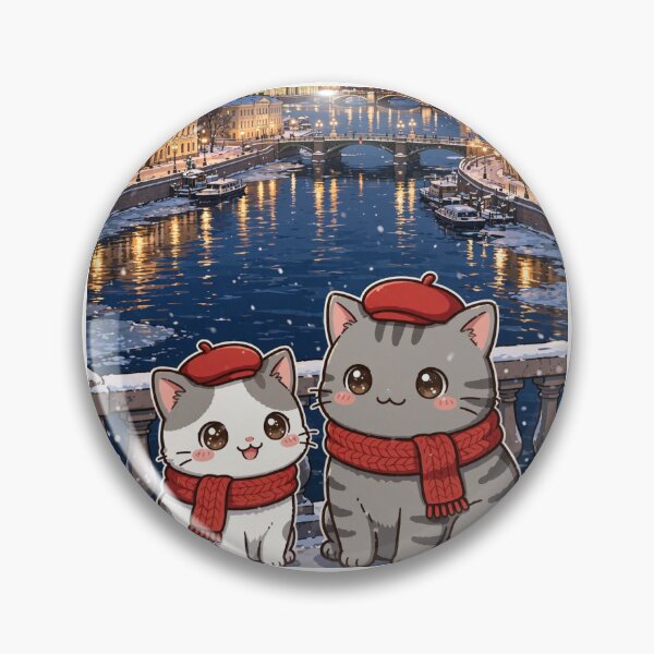 Item preview, Kawaii Cats Saint Petersburg Canals Night - Freda and Junior Russia Travel designed and sold by MAISON SYLVIE.
