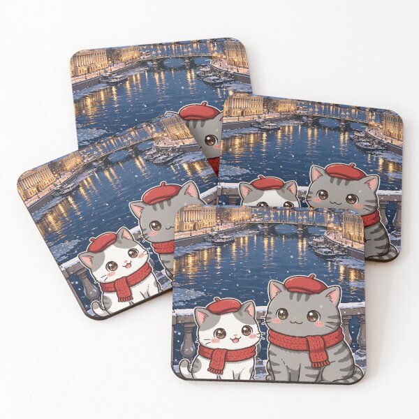 Item preview, Kawaii Cats Saint Petersburg Canals Night - Freda and Junior Russia Travel designed and sold by MAISON SYLVIE.