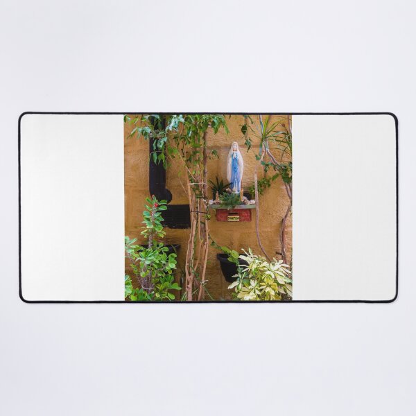 Item preview, Outdoor Virgin Mary Statue Shrine With Donation Box Surrounded By Potted Plants And Vines designed and sold by Nmallia.